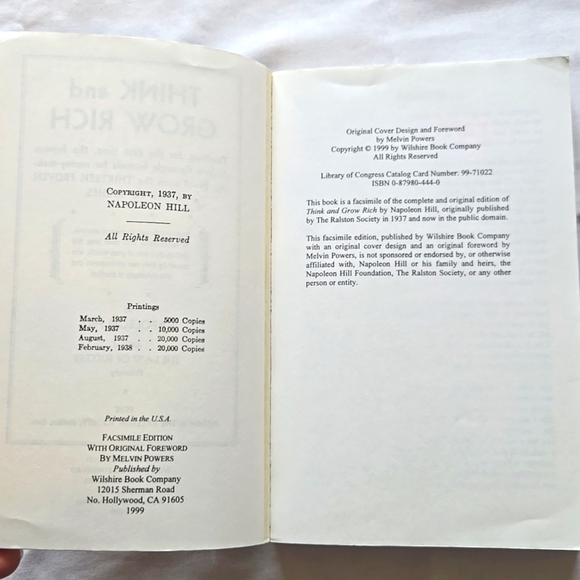 Think and Grow Rich by Napoleon Hill | Original 1937 Unabridged Vintage 1999 - Picture 4 of 5